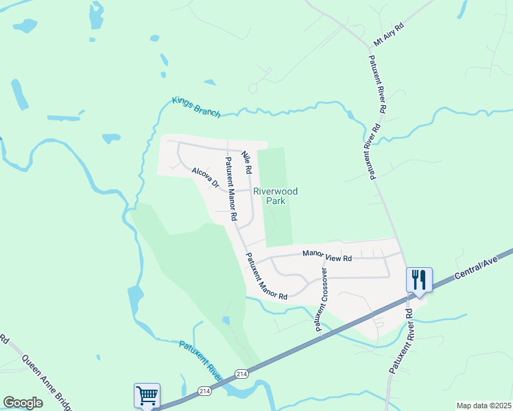 map of restaurants, bars, coffee shops, grocery stores, and more near 3731 Nile Road in Davidsonville