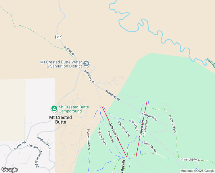 map of restaurants, bars, coffee shops, grocery stores, and more near 4 Appaloosa Road in Crested Butte