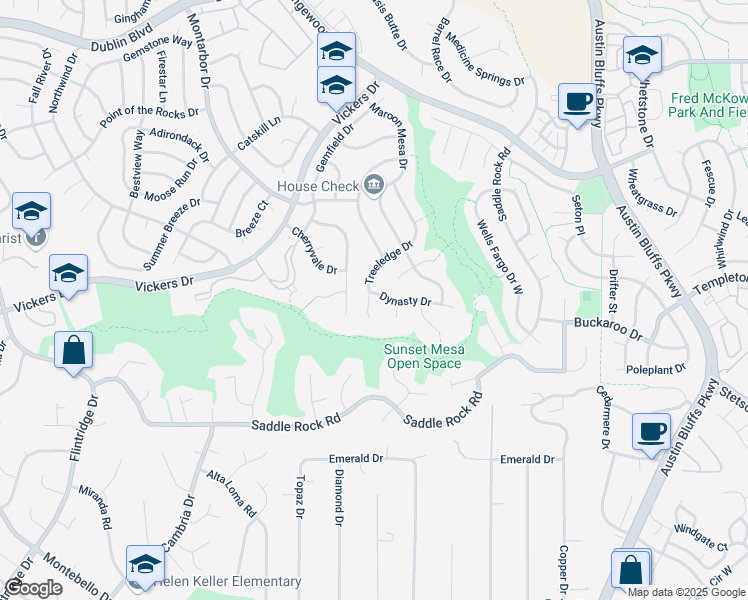 map of restaurants, bars, coffee shops, grocery stores, and more near 4315 Dynasty Drive in Colorado Springs