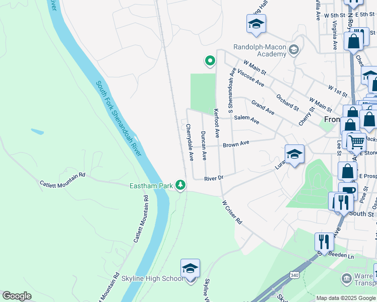map of restaurants, bars, coffee shops, grocery stores, and more near 408 Cherrydale Avenue in Front Royal