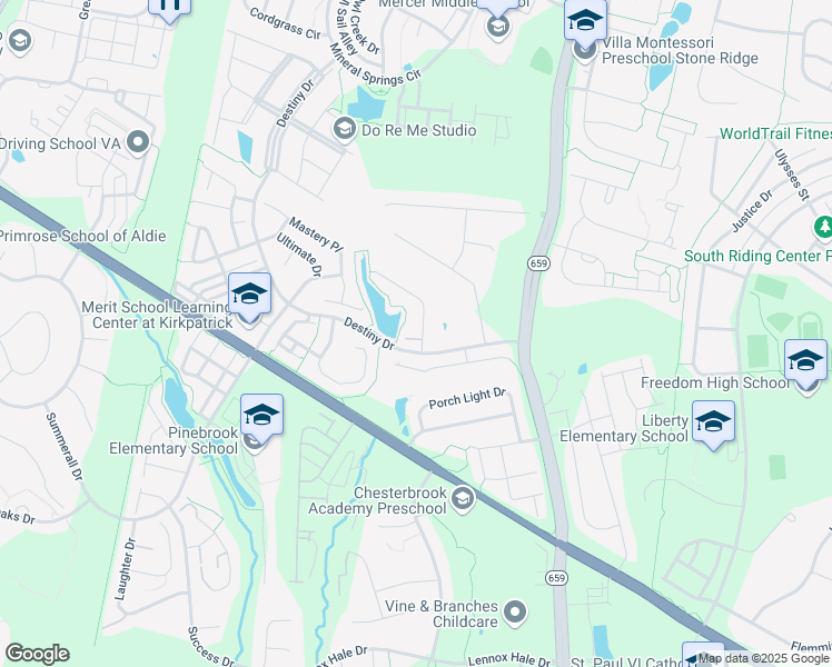 map of restaurants, bars, coffee shops, grocery stores, and more near 25331 Diligence Court in Aldie