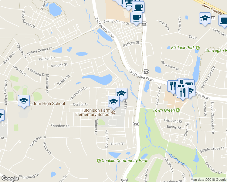 map of restaurants, bars, coffee shops, grocery stores, and more near 42791 Sykes Terrace in Chantilly