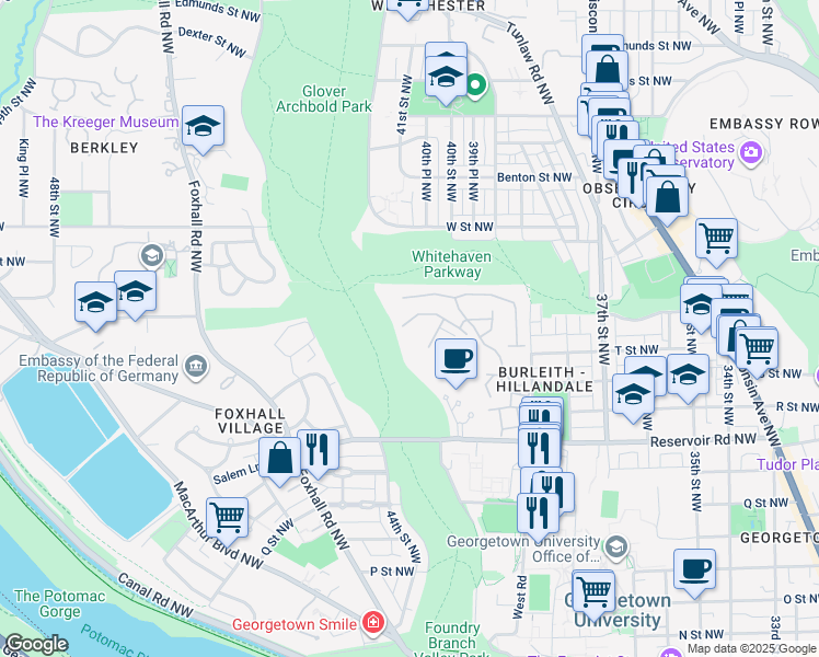map of restaurants, bars, coffee shops, grocery stores, and more near 4072 Mansion Drive Northwest in Washington