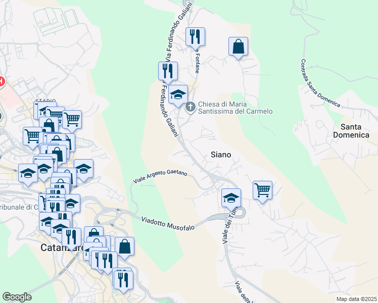 map of restaurants, bars, coffee shops, grocery stores, and more near 34 Via delle Orchidee in Siano