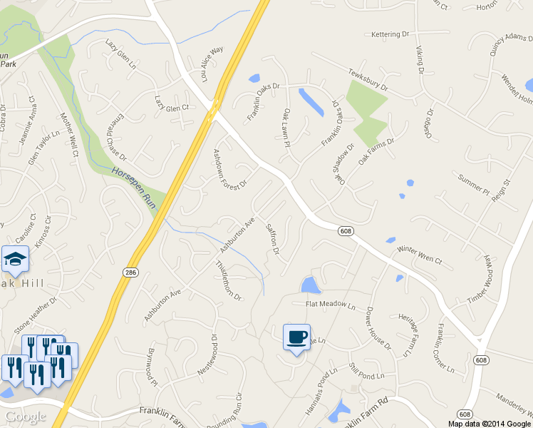 map of restaurants, bars, coffee shops, grocery stores, and more near 12906 Tarragon Court in Herndon