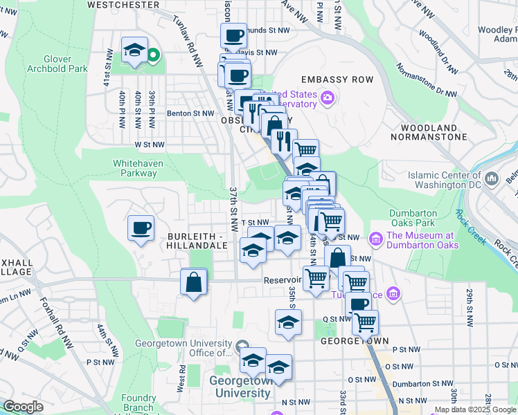 map of restaurants, bars, coffee shops, grocery stores, and more near 3550 Whitehaven Parkway Northwest in Washington