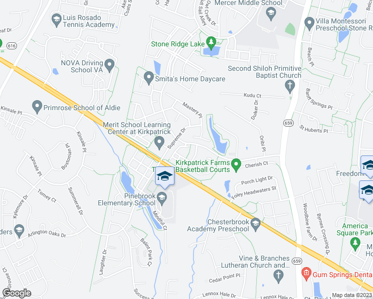 map of restaurants, bars, coffee shops, grocery stores, and more near 25334 Sweetness Terrace in Aldie