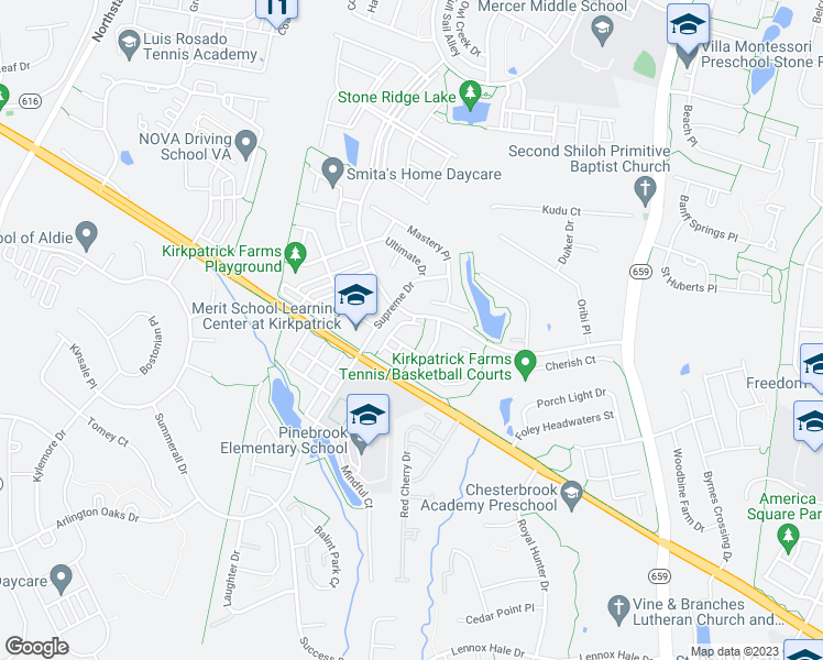 map of restaurants, bars, coffee shops, grocery stores, and more near 25338 Sweetness Terrace in Aldie