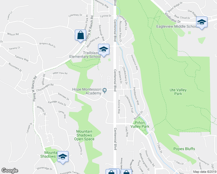 map of restaurants, bars, coffee shops, grocery stores, and more near 2055 Montura View in Colorado Springs