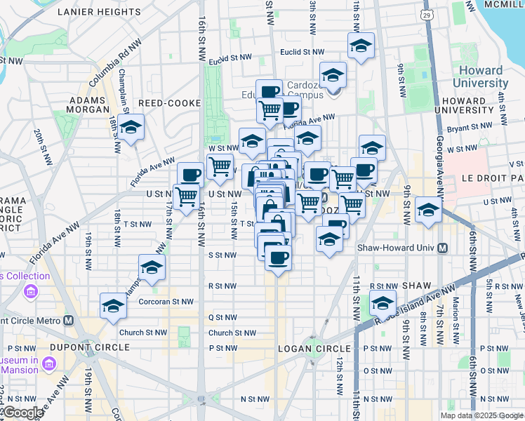 map of restaurants, bars, coffee shops, grocery stores, and more near 1420 Paloma Way Northwest in Washington