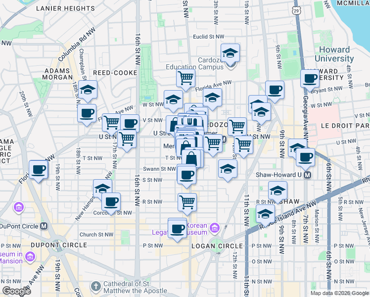 map of restaurants, bars, coffee shops, grocery stores, and more near 101 Independence Avenue Southeast in Washington