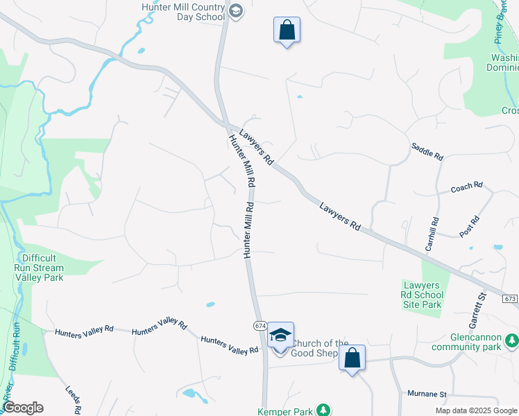 map of restaurants, bars, coffee shops, grocery stores, and more near 2227 Hunter Mill Road in Vienna