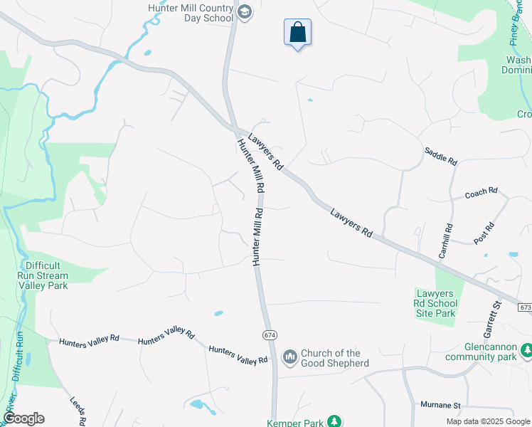 map of restaurants, bars, coffee shops, grocery stores, and more near 2227 Hunter Mill Road in Vienna