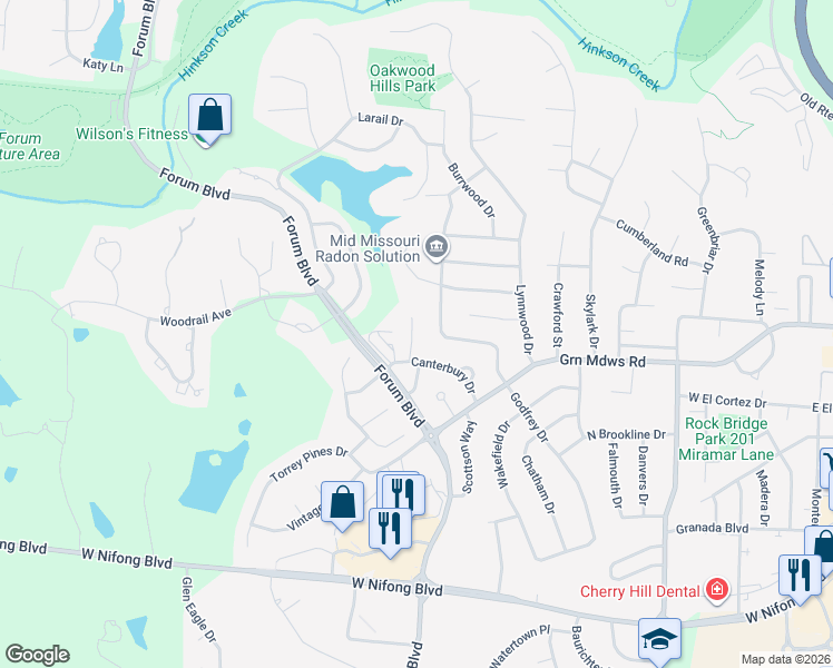 map of restaurants, bars, coffee shops, grocery stores, and more near 835 Oak Lawn Drive in Columbia