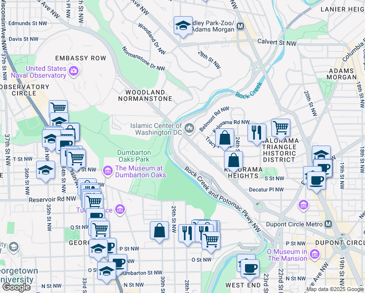 map of restaurants, bars, coffee shops, grocery stores, and more near 2555 Waterside Drive Northwest in Washington