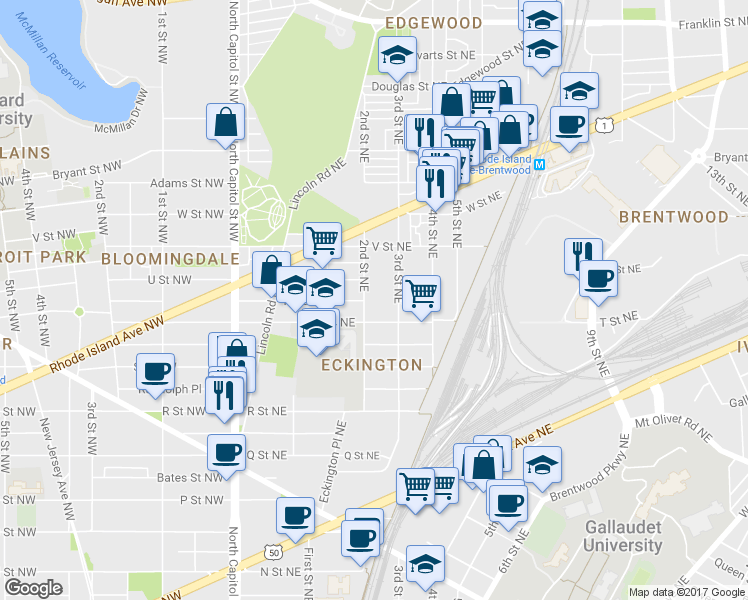map of restaurants, bars, coffee shops, grocery stores, and more near 101 Independence Avenue Southeast in Washington