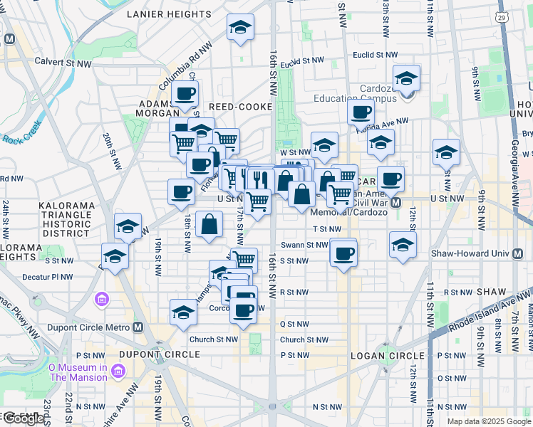 map of restaurants, bars, coffee shops, grocery stores, and more near 101 Independence Avenue Southeast in Washington