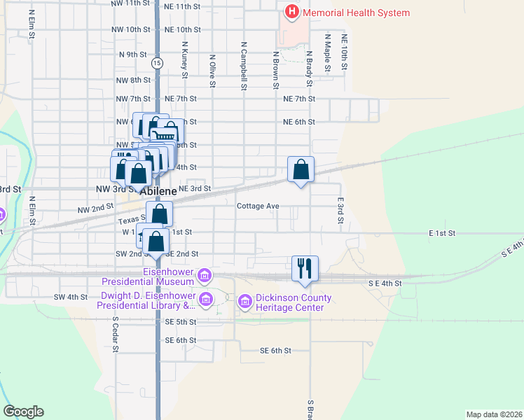 map of restaurants, bars, coffee shops, grocery stores, and more near 416 Cottage Avenue in Abilene