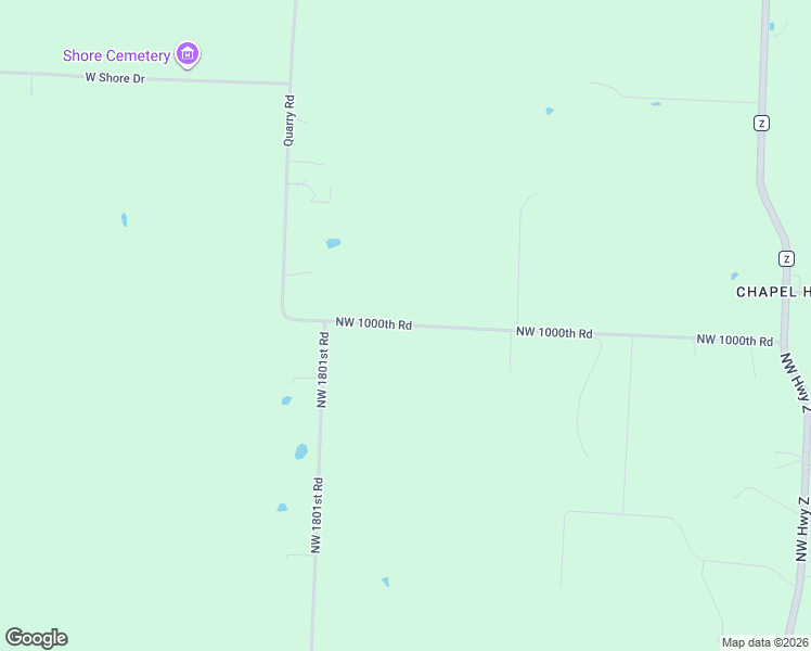 map of restaurants, bars, coffee shops, grocery stores, and more near 1782 Northwest 1000th Road in Bates City