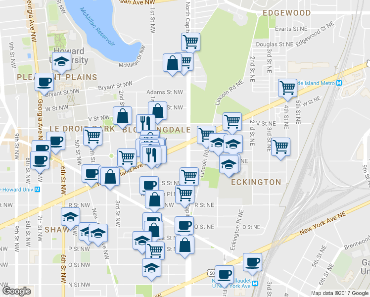 map of restaurants, bars, coffee shops, grocery stores, and more near 101 Independence Avenue Southeast in Washington