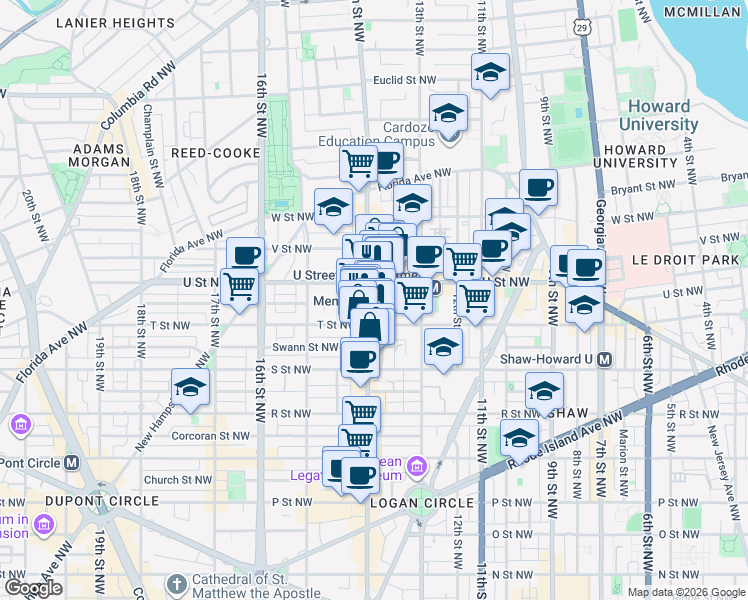 map of restaurants, bars, coffee shops, grocery stores, and more near 101 Independence Avenue Southeast in Washington