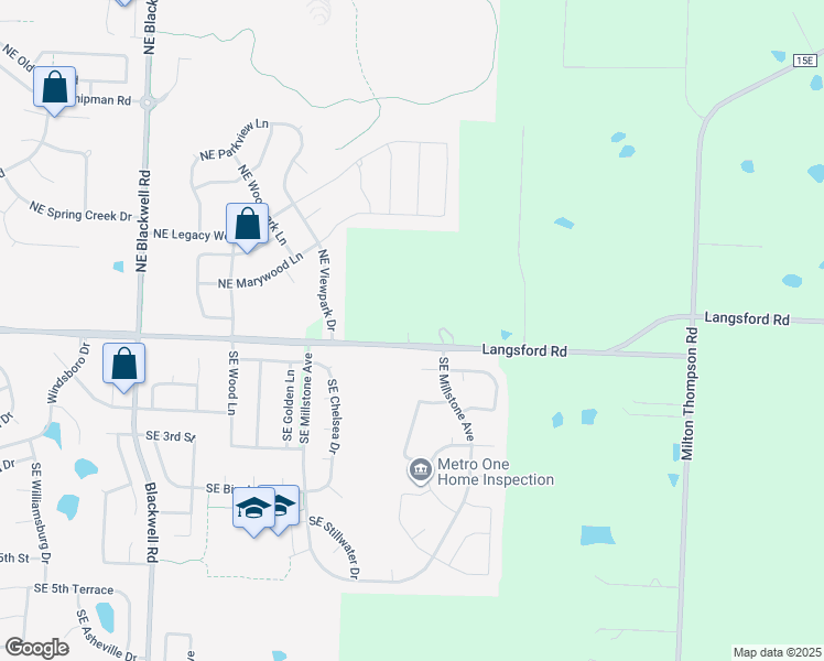 map of restaurants, bars, coffee shops, grocery stores, and more near 3104 Southeast Brookside Court in Lee's Summit