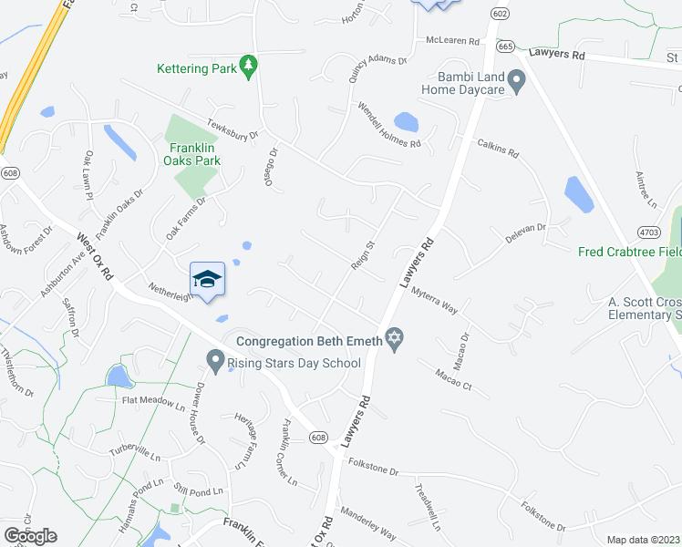 map of restaurants, bars, coffee shops, grocery stores, and more near 2796 Reign Street in Herndon