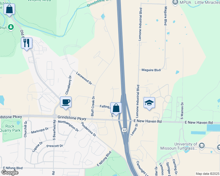 map of restaurants, bars, coffee shops, grocery stores, and more near 3005 Falling Leaf Court in Columbia