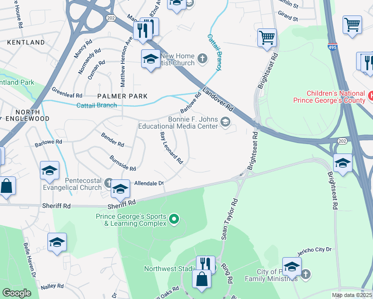 map of restaurants, bars, coffee shops, grocery stores, and more near 8114 Allendale Drive in Hyattsville