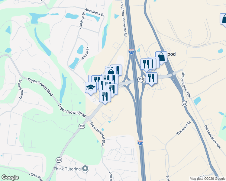 map of restaurants, bars, coffee shops, grocery stores, and more near 12875 Frogtown Connector Road in Walton