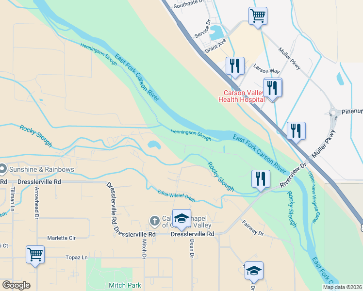 map of restaurants, bars, coffee shops, grocery stores, and more near in Gardnerville