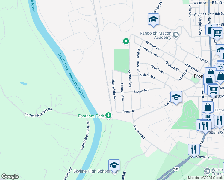 map of restaurants, bars, coffee shops, grocery stores, and more near 406 Cherrydale Avenue in Front Royal