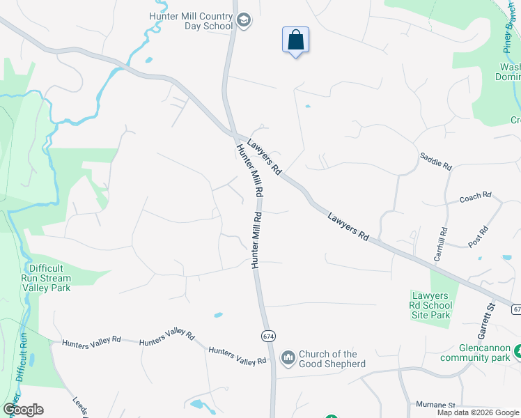 map of restaurants, bars, coffee shops, grocery stores, and more near 2223 Hunter Mill Road in Vienna