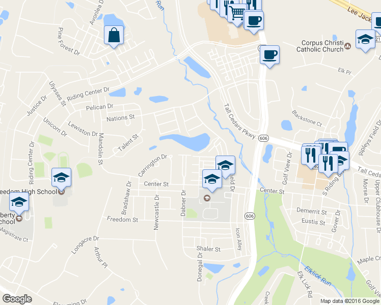map of restaurants, bars, coffee shops, grocery stores, and more near 25322 McIntyre Square in Chantilly