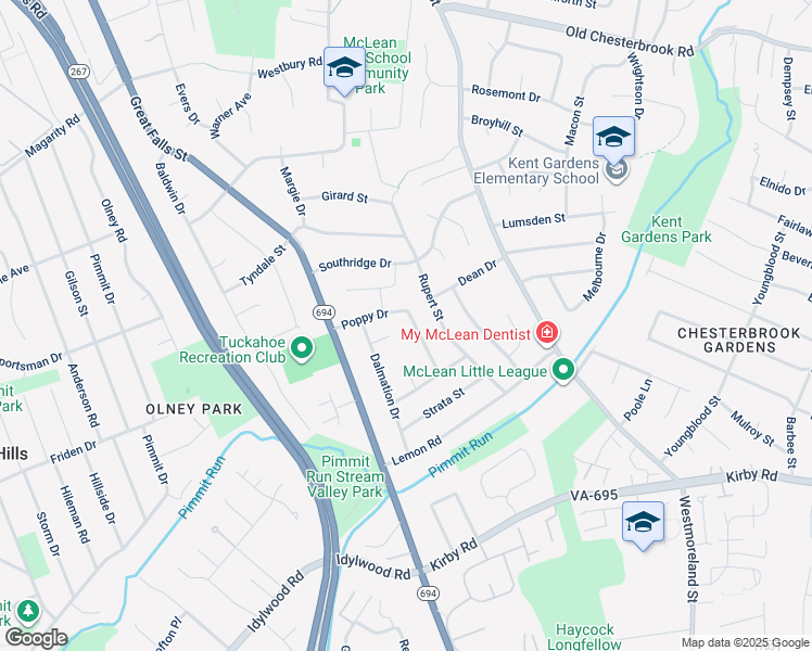 map of restaurants, bars, coffee shops, grocery stores, and more near 1818 Deer Drive in McLean