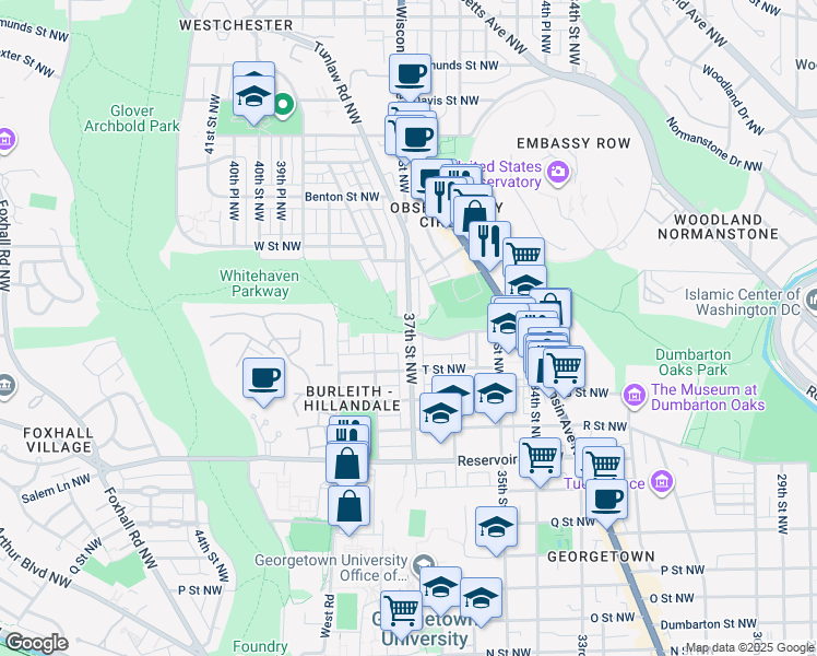 map of restaurants, bars, coffee shops, grocery stores, and more near in Washington