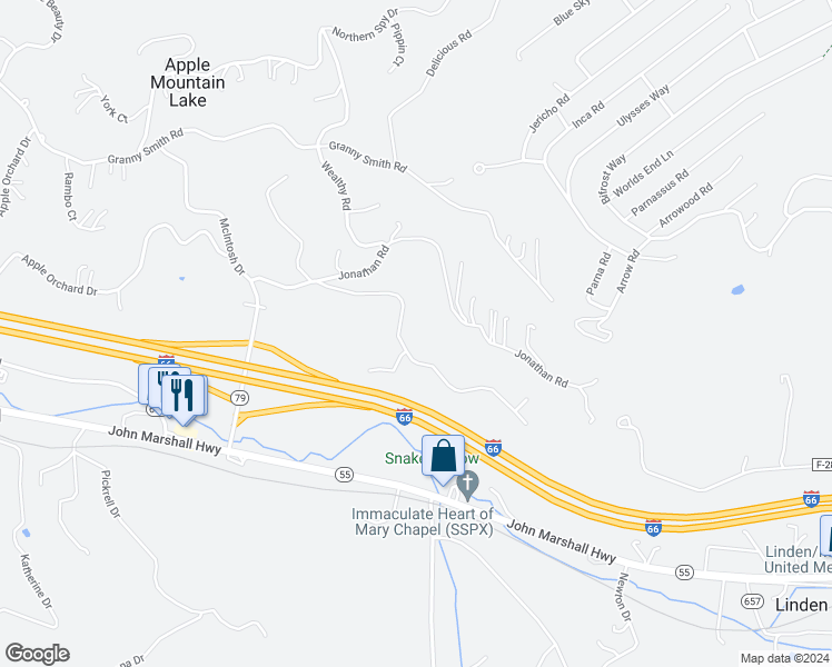 map of restaurants, bars, coffee shops, grocery stores, and more near 265 Golden Russet Drive in Linden