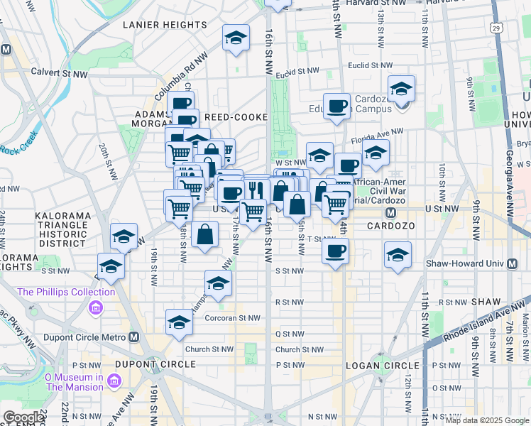 map of restaurants, bars, coffee shops, grocery stores, and more near 101 Independence Avenue Southeast in Washington