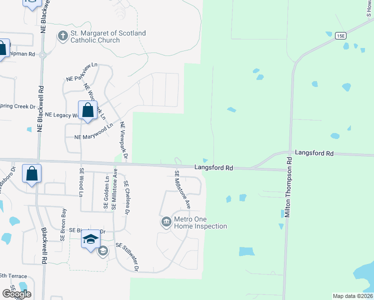 map of restaurants, bars, coffee shops, grocery stores, and more near 24002 East Langsford Road in Lee's Summit
