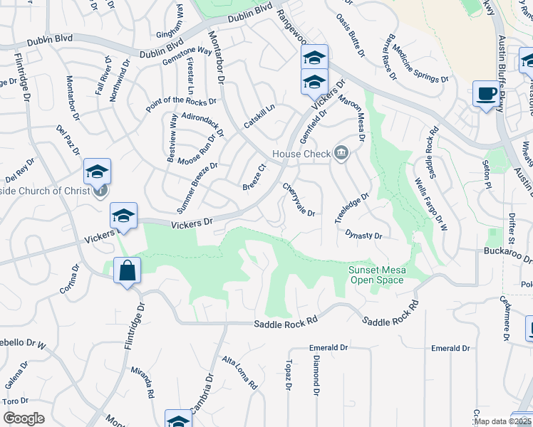 map of restaurants, bars, coffee shops, grocery stores, and more near 5970 Vista Ridge Point in Colorado Springs