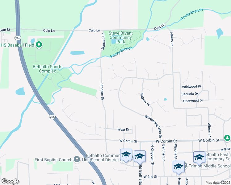 map of restaurants, bars, coffee shops, grocery stores, and more near 8 Hawthorn Court in Bethalto