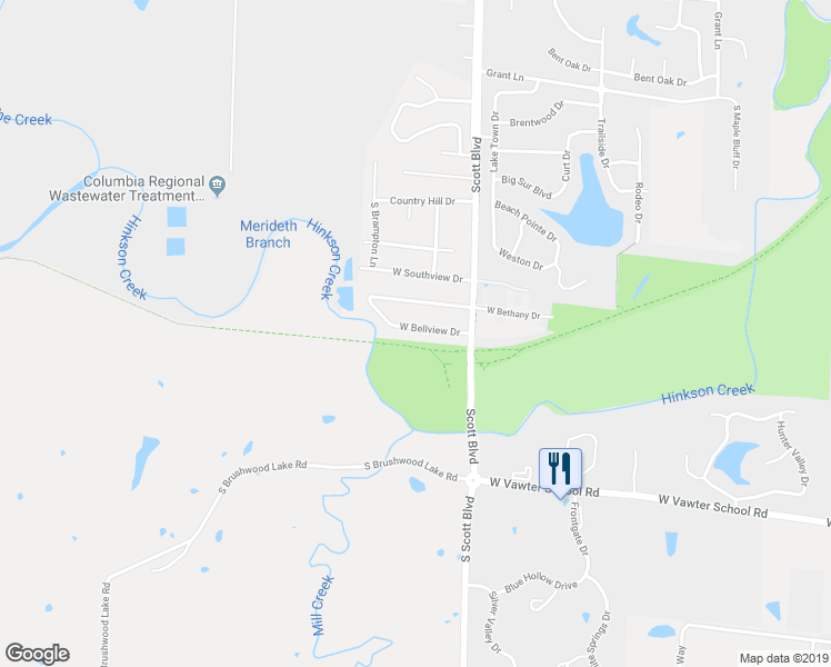 map of restaurants, bars, coffee shops, grocery stores, and more near 4476 West Bellview Drive in Columbia