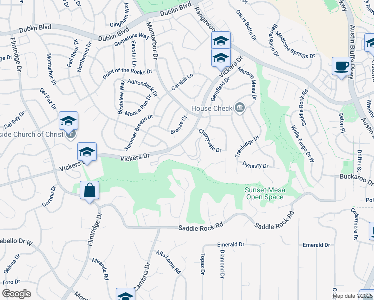 map of restaurants, bars, coffee shops, grocery stores, and more near 5910 Vista Ridge Point in Colorado Springs