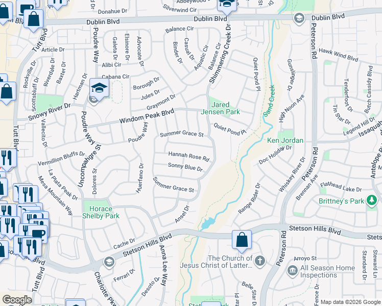 map of restaurants, bars, coffee shops, grocery stores, and more near 6503 Cool Mountain Drive in Colorado Springs