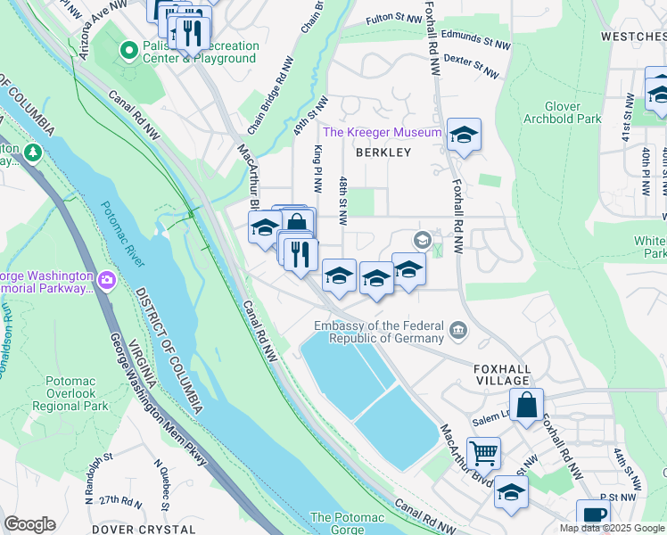 map of restaurants, bars, coffee shops, grocery stores, and more near 4817 U Street Northwest in Washington