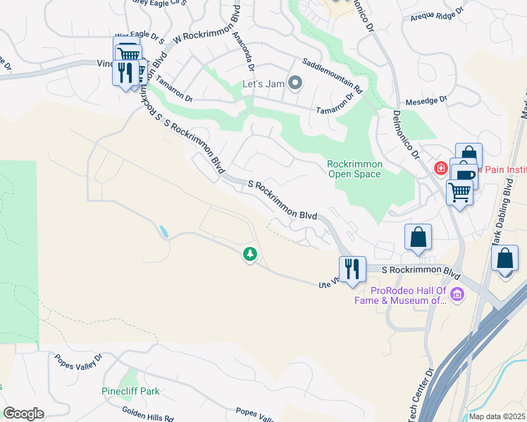 map of restaurants, bars, coffee shops, grocery stores, and more near 5910 Nora Point in Colorado Springs