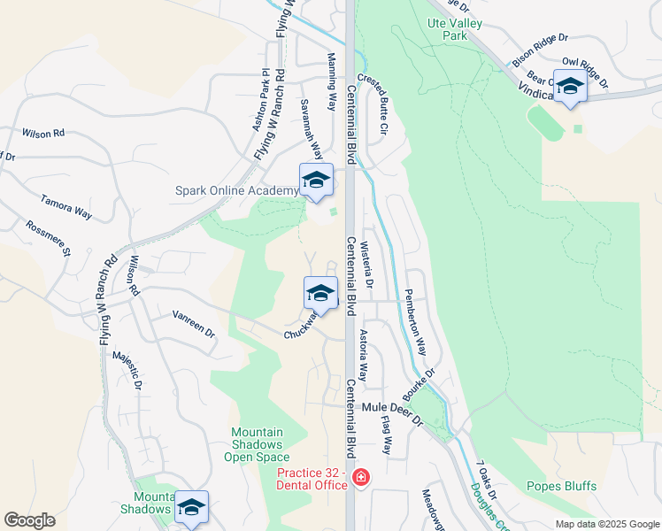 map of restaurants, bars, coffee shops, grocery stores, and more near 5931 Canyon Reserve Heights in Colorado Springs