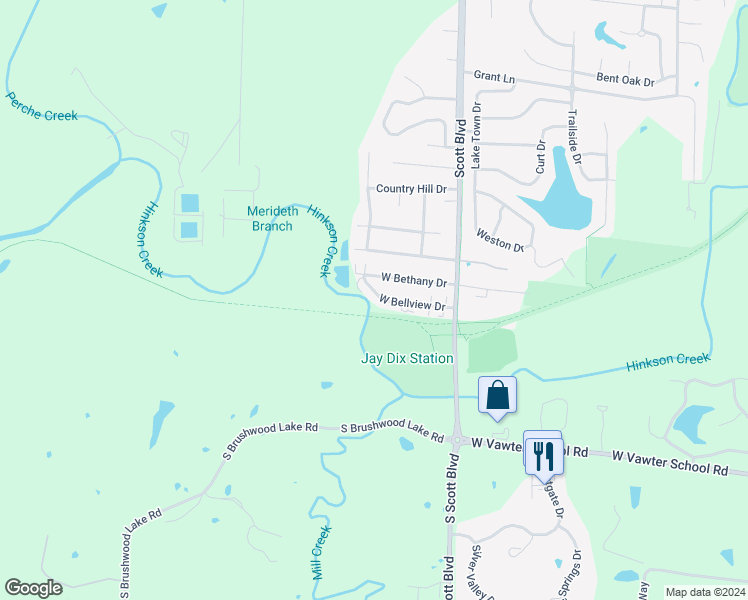 map of restaurants, bars, coffee shops, grocery stores, and more near 4523 West Bellview Drive in Columbia