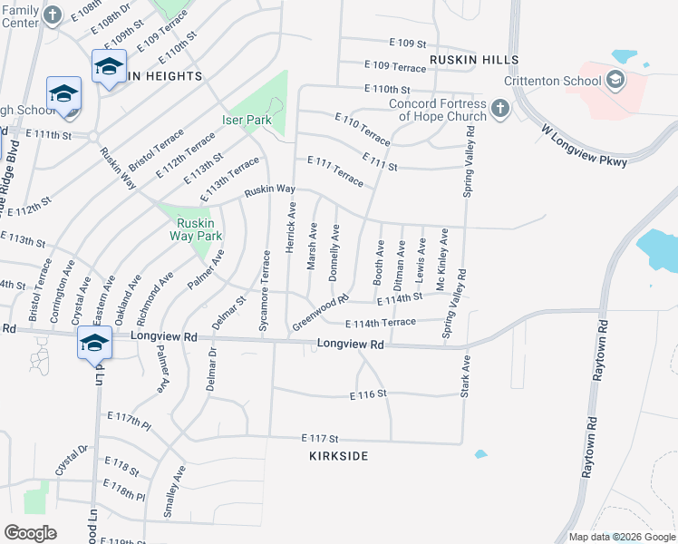 map of restaurants, bars, coffee shops, grocery stores, and more near 11311 Donnelly Avenue in Kansas City
