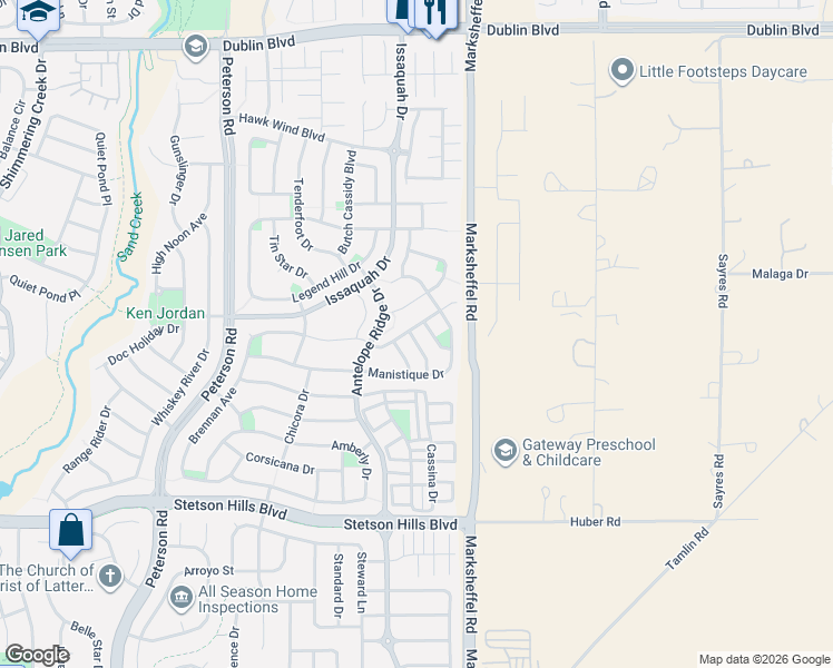 map of restaurants, bars, coffee shops, grocery stores, and more near 5797 Caithness Place in Colorado Springs